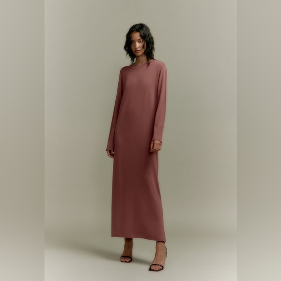Zara Pale Pink Long Knit Dress - Picture 2 of 11